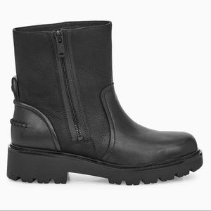 NEW - UGG Polk Boot, Black Leather Zipper Boots, 8